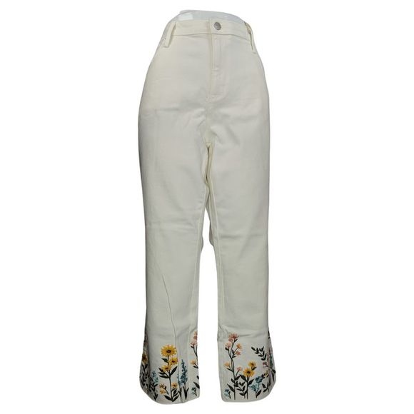 Driftwood Pants - Driftwood Women's Plus Sz Pants 12 Jeans Colette Embroidered Crop Ivory A596780